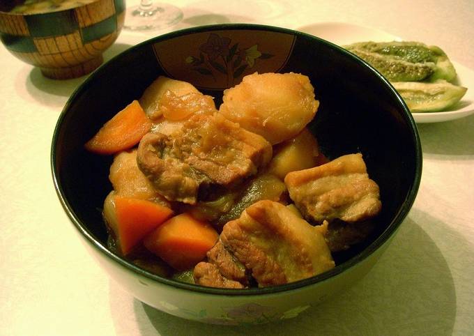 Nikujaga (Simmered meat and potatoes) with Thick Cut Pork Belly