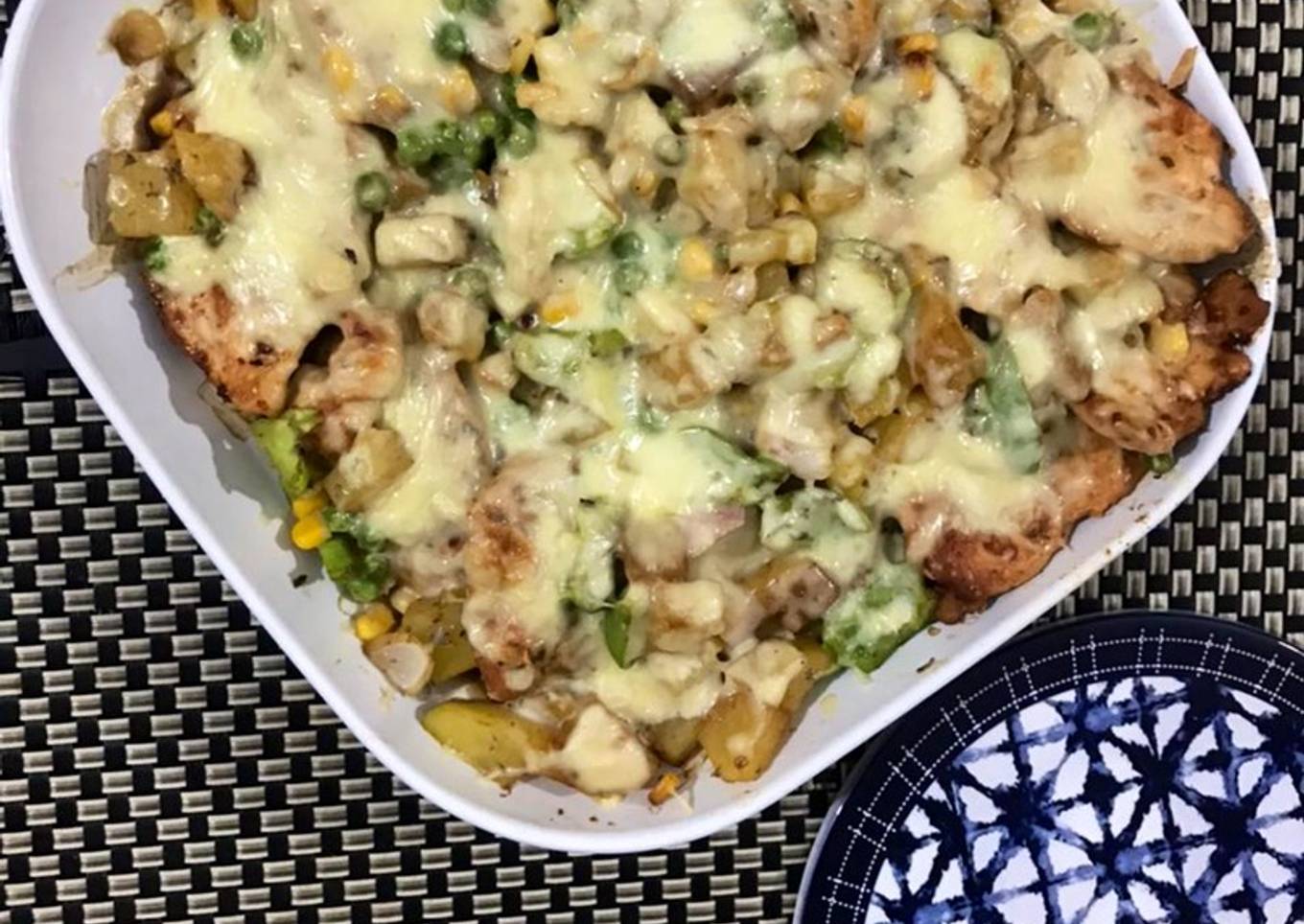 Creamy Baked Chicken with stir fried vegetables