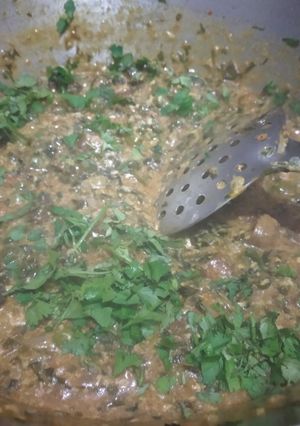 A picture of Matar Mushroom and methi.