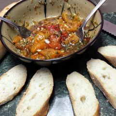 A picture of Garlic Roasted Pepper Bruchetta.