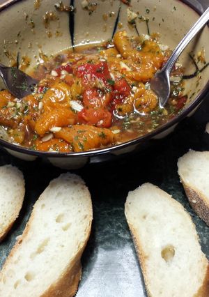 A picture of Garlic Roasted Pepper Bruchetta.