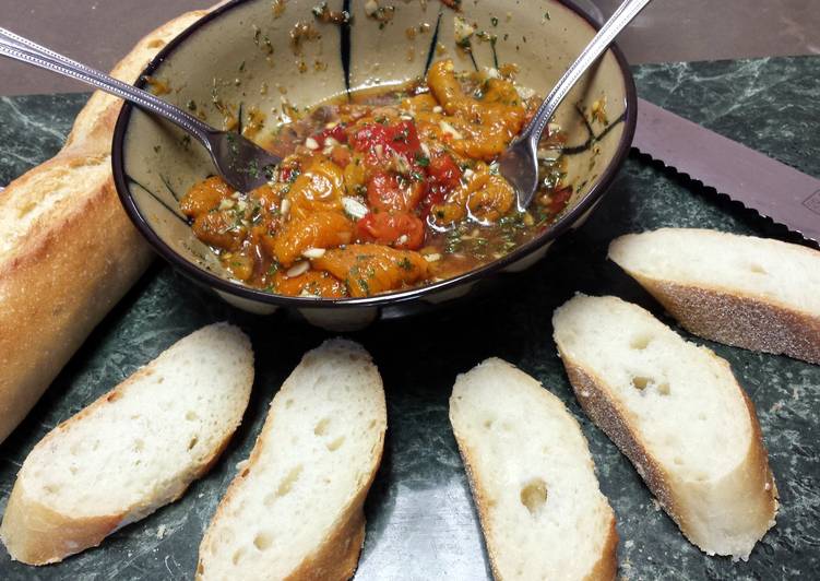 Garlic Roasted Pepper Bruchetta Garlic Roasted Pepper Bruchetta