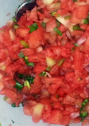 A picture of watermelon salsa.