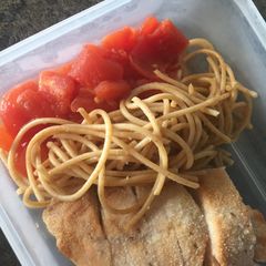 A picture of Turkey Parmesan Spaghetti.