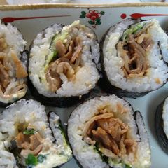 A picture of Satisfying Pork Belly Hand-Rolled Sushi.