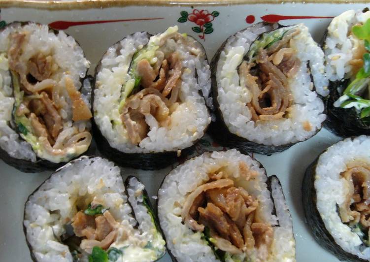 Simple Way to Make Homemade Satisfying Pork Belly Hand-Rolled Sushi