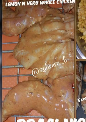 A picture of Lemon and herb whole braai chicken.