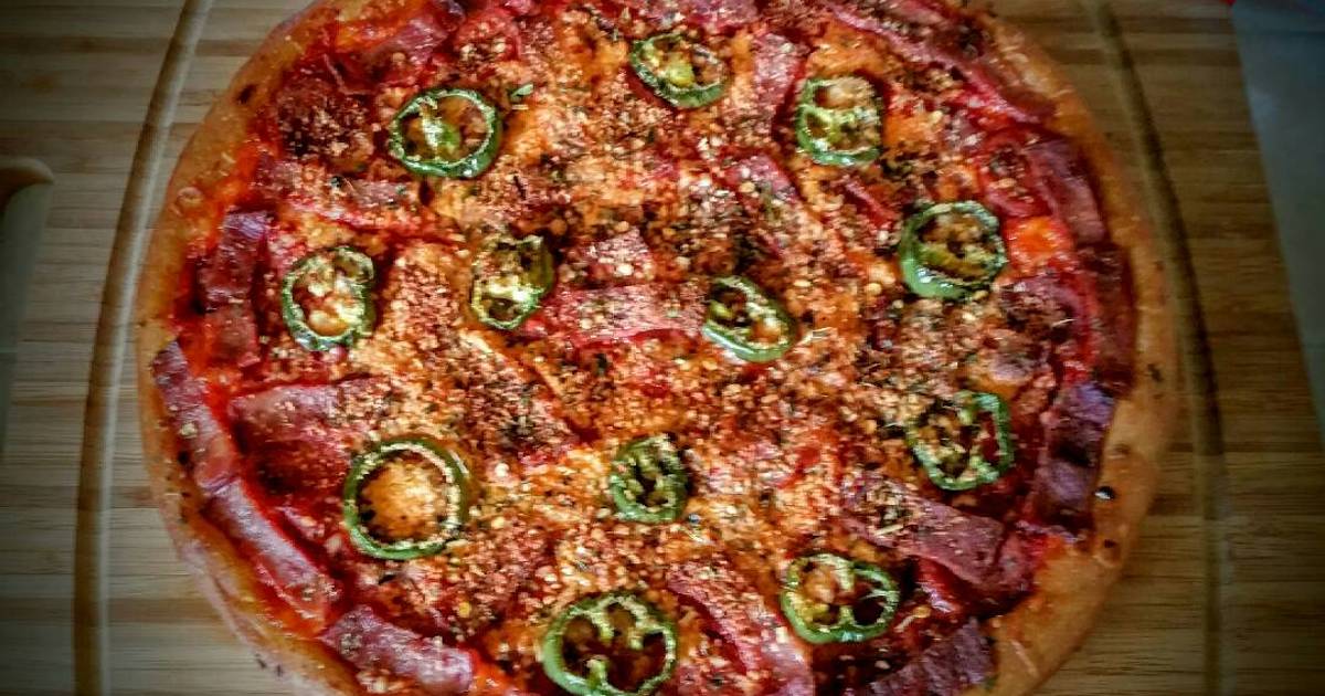 Homemade jalapeño and pepperoni bacon pizza Recipe by Lamo's Kitchen