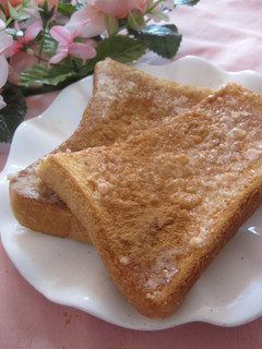 A picture of Sake Lees and Condensed Milk Toast.