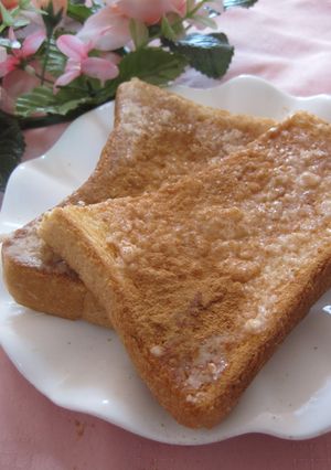 A picture of Sake Lees and Condensed Milk Toast.