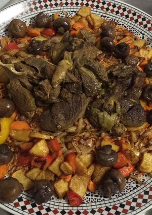صورة لوصفة رز بالخضروات واللحم