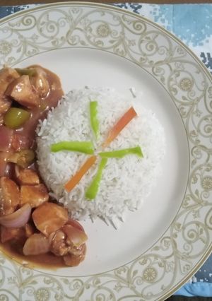 A picture of Chicken shashlik restaurant style.