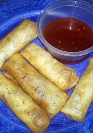 A picture of Vegetarian Popia (Enjoyed by my friends of Vegan level 3).