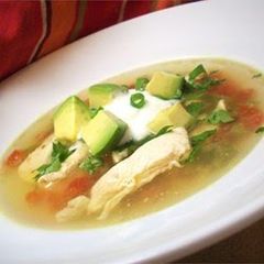 A picture of Avocado Soup with Chicken and Lime.