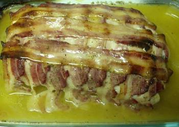 How To Cooking Recipe Bacon wrapped lemon pepper pork loin Delicious