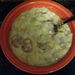 A picture of Smokey corn chowder.