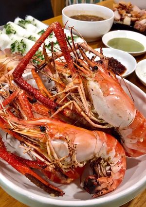 Hình của món Tôm nướng bằng nồi chiên.