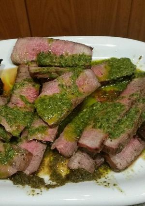 A picture of Steak Gaucho-Style with Argentinian Chimichurri Sauce.