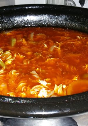 A picture of Fajita Sunrise Soup.