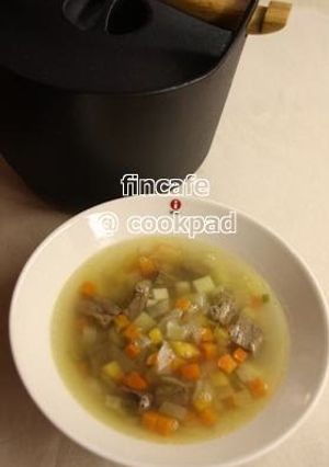 A picture of A Home Cooked Recipe from Finland: Lihakeitto (Beef Soup).