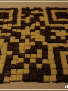A picture of QR Code in Chocolate Squares.