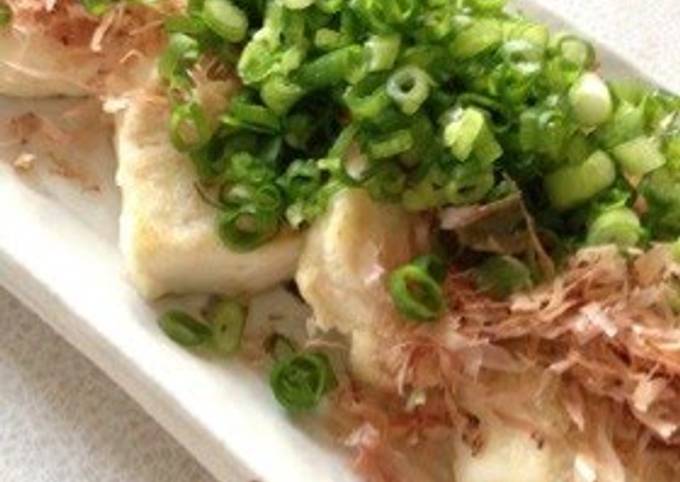 Looks like a Feast Firm Tofu with Bonito Flakes and Green Onion Recipe