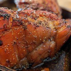A picture of Christmas Honey glazed cider ham.