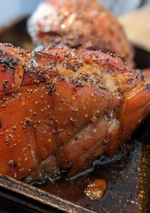 A picture of Christmas Honey glazed cider ham.
