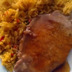 A picture of Vickys Sweet Apricot Glazed Pork, GF DF EF SF NF.