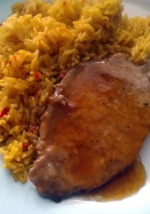 A picture of Vickys Sweet Apricot Glazed Pork, GF DF EF SF NF.