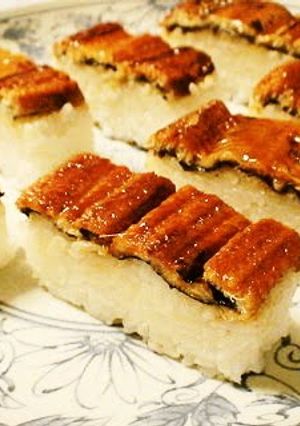A picture of Easy Box-Pressed Eel Sushi.