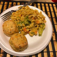 A picture of One pot Shrimp and broccoli mac and cheese.