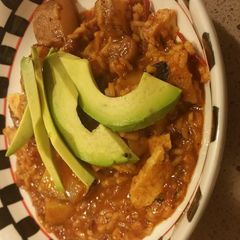 A picture of Chipotle Chicken with Rice and Potatoes.
