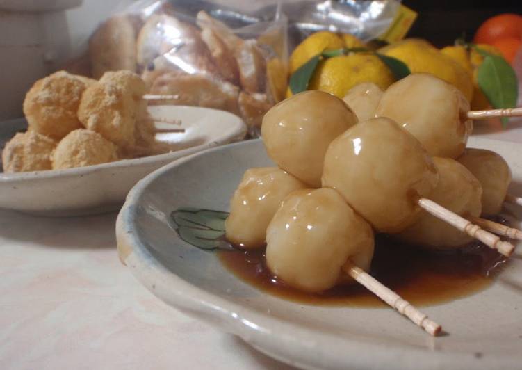 Simple Way to Make Homemade Make Mitarashi Dango Dumplings with Mashed Leftover Rice