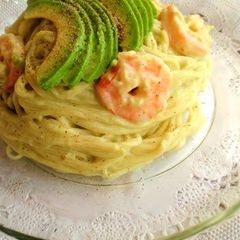 Chilled Pasta with Shrimp and Avocado A picture of Chilled Pasta with Shrimp and Avocado.