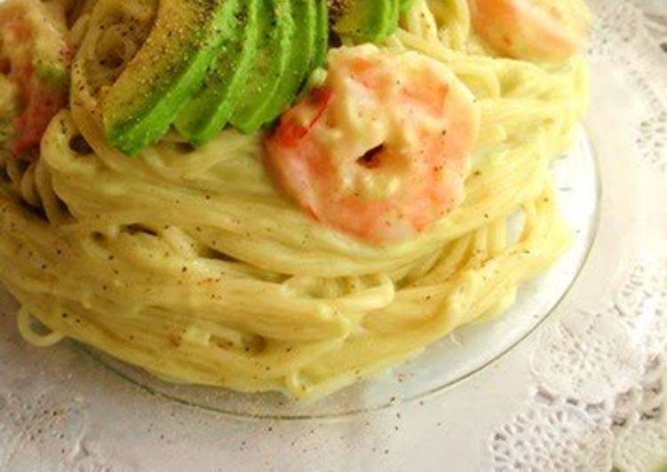 Recipe of Super Quick Homemade Chilled Pasta with Shrimp and Avocado