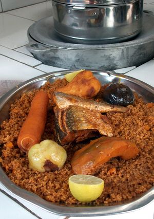 A picture of Benachin Or Jollof Rice From Senegambia (Gambia-Senegal).