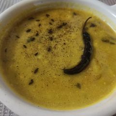 A picture of Leftover boondi raita kadhi.