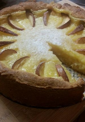 Almás-vaníliás pudingtorta /Apfel-Puddingkuchen recept fotója