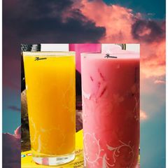 A picture of Roohafza milk & fresh orange juice.