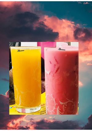 A picture of Roohafza milk & fresh orange juice.