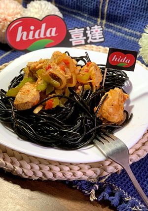 茄汁雞肉墨魚麵 的食譜成品照片