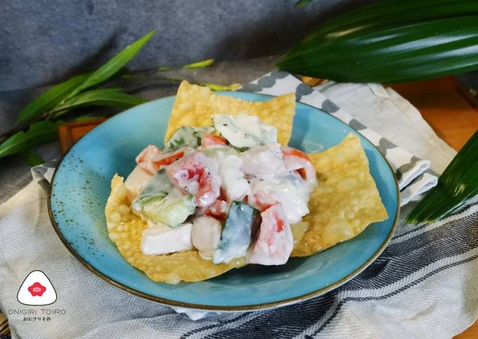 Tomato & Cucumber Salad with Creamy Cheese Dressingトマトとキュウリのサラダ　クリーミーチーズドレッシング