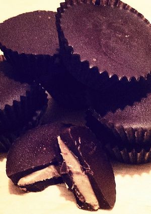 A picture of Healthy Peanut Butter Cups! (ONLY 3 ingredients!).