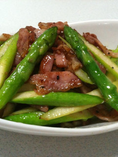 A picture of Fried Asparagus and Bacon.