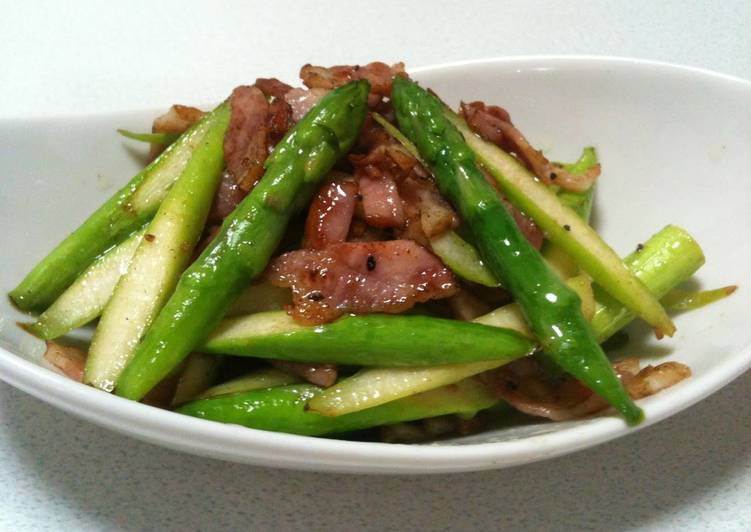 Steps to Prepare Favorite Fried Asparagus and Bacon