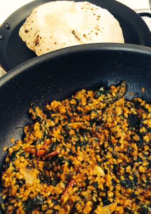 A picture of Palak Mung Dal sabzi.