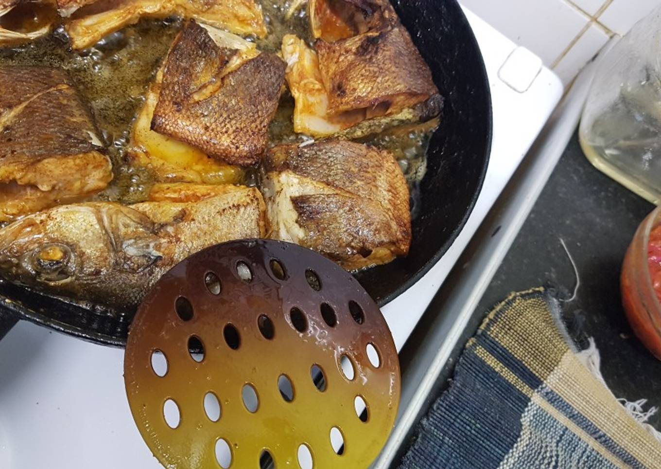 Pan fried sea bass