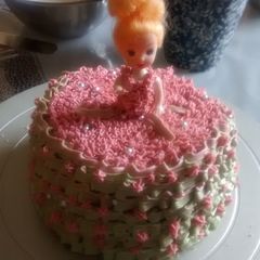 A picture of Barbie doll cake.