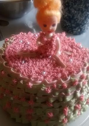 A picture of Barbie doll cake.